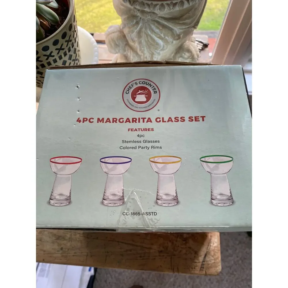 CHEF'S COUNTER 4PC MARGARITA GLASS 11 oz SET New in box